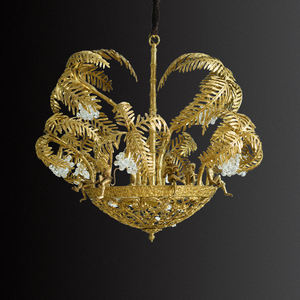 Lustre de luxe en <span class=keywords><strong>laiton</strong></span> à <span class=keywords><strong>suspension</strong></span> unique en forme de <span class=keywords><strong>feuille</strong></span> de palmier, éclairage en cristal et lampe suspendue - Product Image 3