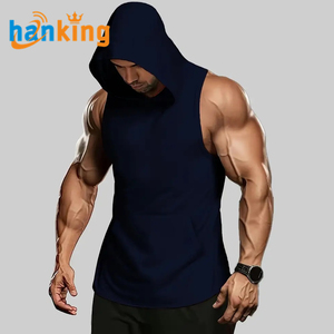Ehanking Débardeur à capuche décontracté pour homme, gilet de sport sans manches de couleur unie, gilet d'entraînement, t-shirt de gymnastique, haut à capuche - Product Image 1