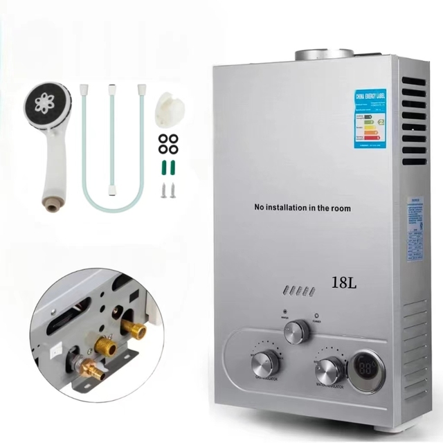 Outdoor Stainless Steel Tankless Gas Water Heater Instant Propane/Butane Heater for Household Use-Sizes 6L/8L/10L/12L/16L/18L