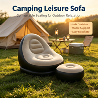 Canapé gonflable de loisirs pour le camping en plein air, PVC floqué avec repose-pieds, coussin doux, support stable, canapé facile à gonfler