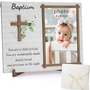 Marco de Fotos de Madera <span class=keywords><strong>para</strong></span> Bebés Recién Nacidos, Impresión Personalizada al por Mayor de Fábrica Nicro, Exhibición de Fotos, Recuerdo de Bautizo, Regalo, Recuerdos de Bautizo - Product Image 2