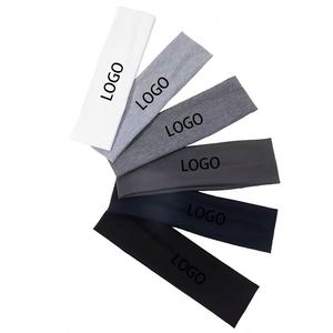 Wholesale Gym Custom Logo Elastic Running Workout Sweatband Solid Color Blank Sport Headband - Product Image 1