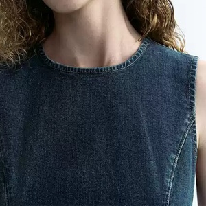 Vestido de Mezclilla de Verano al por Mayor, Nuevo y a la Moda, para Mujer, Sin Mangas, Corte Ajustado, Estilo Vintage - Product Image 3