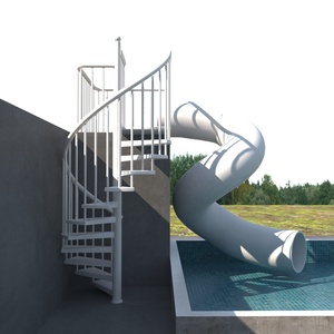 Custom Building Outside Luxury Staircase for Home to 2nd Floor Fire Escape Stairs Duplex Stairs Villa <strong>Swimming</strong> <strong>Pool</strong> Stair <strong>Slide</strong> - Product Image 4