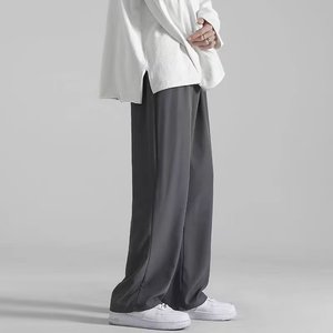 Vendita calda Plus Size pantaloni Casual elasticizzati in seta di ghiaccio larghi pantaloni sottili e traspiranti da uomo - Product Image 4