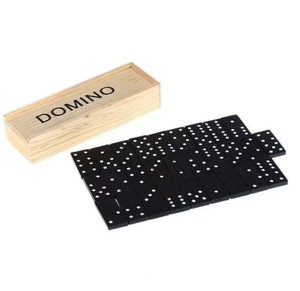 <span class=keywords><strong>Jeu</strong></span> <span class=keywords><strong>de</strong></span> dominos en bois pour enfants, 28 pièces, noir, avec boîte en bois, vente en gros - Product Image 1