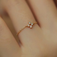 S925 argent Sterling plaqué or 14K luxe trèfle à quatre feuilles diamant chaîne anneau Mini réglable femmes mariage/fête anneau