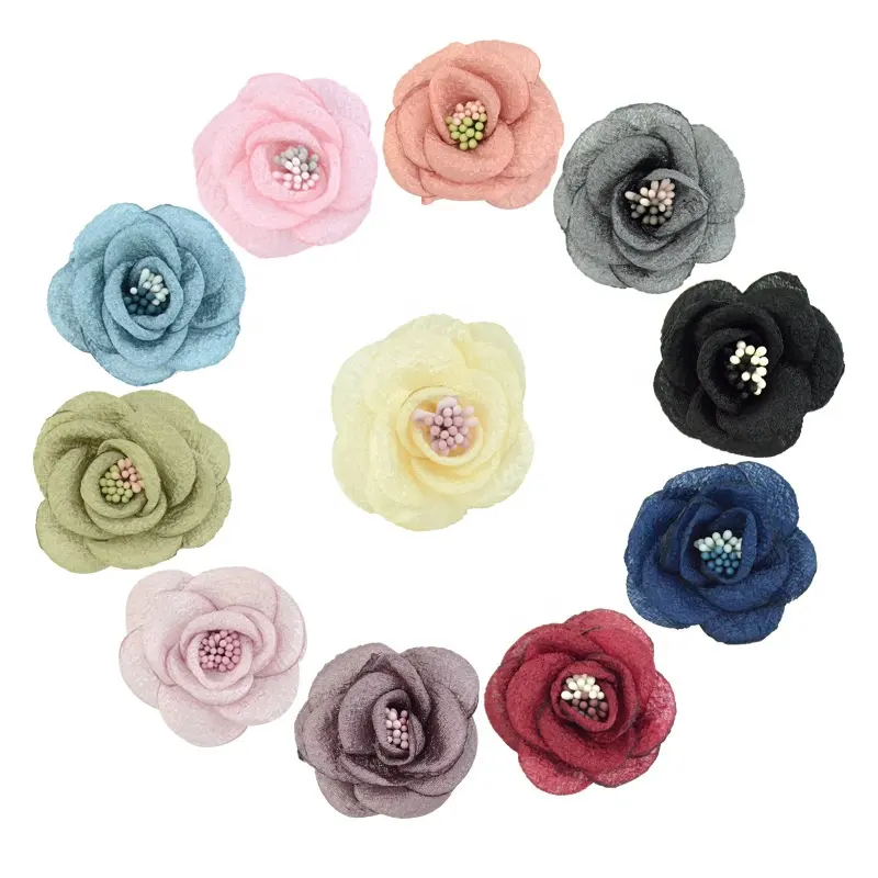 Wholesale 5cm Multi Color Fabric Flowers For Wedding Headband Decorative Embellishment DIY Supplies