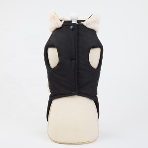 diseño negro 2 piernas mejor calidad cálido cachorro chaleco chaqueta con cuello de piel, perros pequeños perros caliente ropa - Product Image 3