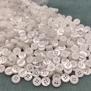 17L 4 holes concave pearl white color plastic polyester resin button for shirt, plastic resin shirt button with white chalk back