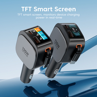 Cargador de Coche Retráctil, Cargador de Teléfono para Coche de 130W con Cable de Carga Rápida, Adaptador de Cargador de Coche USB C para iPhone Serie Galaxy
