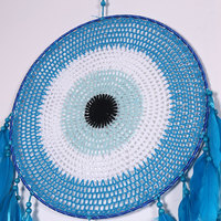 Gefärbter Blauer Wandbehang Weißes DIY-Bastelset Kleine Mini Große Feder-Charms Traumfänger für Anhänger zur Schmuckherstellung