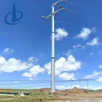 Poteau électrique en acier galvanisé pour ligne de transmission, installation facile, tension personnalisable (10-110KV), hauteur, usine certifiée ISO