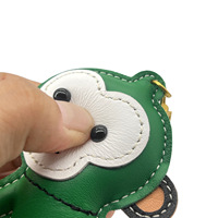 Porte-clés singe en cuir véritable rembourré, joli pendentif animal avec fermoir, breloques de sac en cuir de vache, accessoires pour sac à main