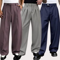 Pantalon large en lin mélangé taille haute pour homme, respirant et décontracté, idéal pour l'été