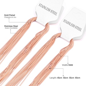 Cadena de Acero de 1mm/2mm, Chapada en Oro de 18K, Tipo Serpiente, Venta al por Mayor de Joyería - Product Image 4