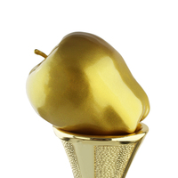 Trophée Pomme Personnalisé Style Moderne, Doré, Plaqué Or, pour Événements, Articles Souvenirs Élégants