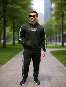 Tuta con Cappuccio da Uomo O'Mas, Stampa Geometrica Integrale, in Poliestere, Casual, per Autunno, Traspirante, Vestibilità Regolare con Tasche - Product Image 2