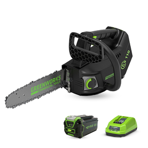 Greenworks <span class=keywords><strong>เลื่อย</strong></span><span class=keywords><strong>ยนต์</strong></span>แบบมือจับ40V, มอเตอร์แบบไม่มีแปรงถ่านบาร์ขนาด<span class=keywords><strong>10</strong></span><span class=keywords><strong>นิ้ว</strong></span>15เมตร/วินาที GS110<span class=keywords><strong>เลื่อย</strong></span>สำหรับมืออาชีพ - Product Image 1