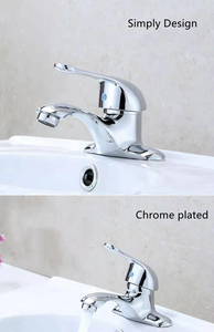 ก๊อกน้ำร้อน-เย็นแบบสองรู อ่างล้างหน้าในห้องน้ำ วาล์วผสมแบบใช้คู่ ทองเหลืองชุบโครเมียม ติดตั้งบนเคาน์เตอร์ ป้องกันน้ำกระเด็น ใช้งานง่าย - Product Image 2