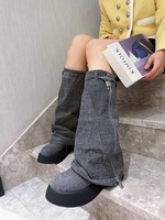 Vente en gros de bottes d'hiver pour femmes de haute qualité Bottes de cow-boy occidentales de haute qualité pour femmes Bottes d'hiver à semelle épaisse et à bout rond