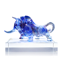 Statue de taureau en cristal à dégradé de couleurs Noriva, figurine d'ovin artisanaux, moulage à la cire perdue, tendance mode, imprimé animal, art moderne