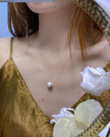 Collier de chaîne de queue de renard de haute qualité 18k or massif 10-11mm rond blanc naturel Edison pendentif perle d'eau douce