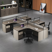 Muebles de oficina comerciales modernos, escritorio de doble Ordenador de madera para estación de trabajo de empleados modular con compartimento para villas