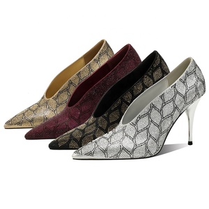 महिलाओं के कार्यालय के जूते उच्च एड़ी के पंप गैंडे-स्टडेड पैर की अंगुली स्टिलेटो स्टिलेटो हील्स 10 सेमी स्लिप-ऑन आरामदायक - Product Image 1