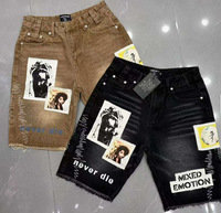 Shorts en jean pour hommes, tendance, imprimés vintage, à rivets, style américain, vente chaude de l'été