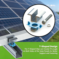 Supports de montage solaire réglables en alliage d'aluminium, résistants à la corrosion, avec colliers de serrage intermédiaires pour panneaux photovoltaïques, pour systèmes de montage au sol ou sur toiture