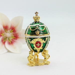 SHINNYGIFTS in stile Euro scatola di gingillo in metallo smaltato in metallo scatola moderna ovale Faberge portaoggetti regalo per matrimoni e <span class=keywords><strong>bomboniere</strong></span> - Product Image 4