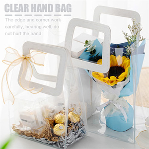 Custom Logo Wholesale Waterproof PVC Clear Plastic Tote Bag Clear PVC Shopping Bag With Die Cut Handle