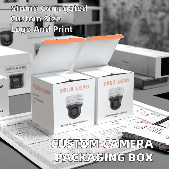 Custom Designed Recycled Materials Corrugated Paper Box with Embossing and Sponge Lining for Camera & CCTV Folders
