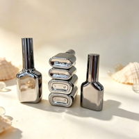 Flacon de vernis à ongles vide en verre de 15 ml, forme unique, électroplaqué, avec bouchon et pinceau