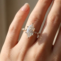 Bague de fiançailles Kirin en argent sterling 925 plaqué or 18 carats avec moissanite marquise à 6 griffes pour femme, vente en gros