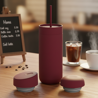 Tumbler Stainless Steel 12oz/16oz Stylish, Botol Air Outdoor, Mug Kopi Travel, Cangkir Lurus Portabel Unisex dengan Tutup dan Sedotan