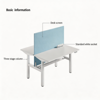 Bureau assis-debout à hauteur réglable, trois sections, double moteur, couleur personnalisable, adapté aux postes de travail modernes