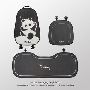 <span class=keywords><strong>Coussin</strong></span> de siège de voiture style dessin animé Panda, ensemble complet, en polyester et coton lin écologiques, protection toutes saisons - Product Image 5