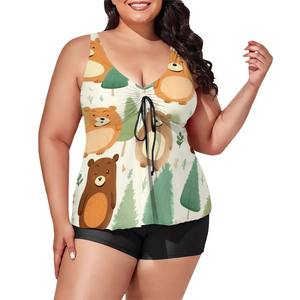 Traje de baño de dos piezas para mujer de talla grande con imagen personalizada con logotipo personalizado Traje de baño metálico transpirable con patrón de punto personalizado hecho a medida - Product Image 6