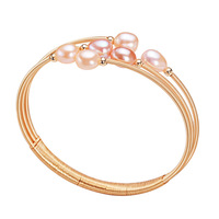 Bracelet en perles ouvertes HECATE, style Ins pour femmes, perles d'eau douce de 6-7 mm, bracelet en fil enroulé, fait main