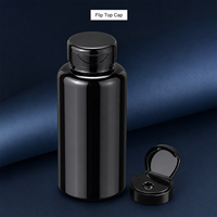 Botella cilíndrica negra de 300 ml con tapa de compresión para medicamentos líquidos, envase de loción tanning de 100 ml con apertura fácil, dispensador de jabón para el cabello