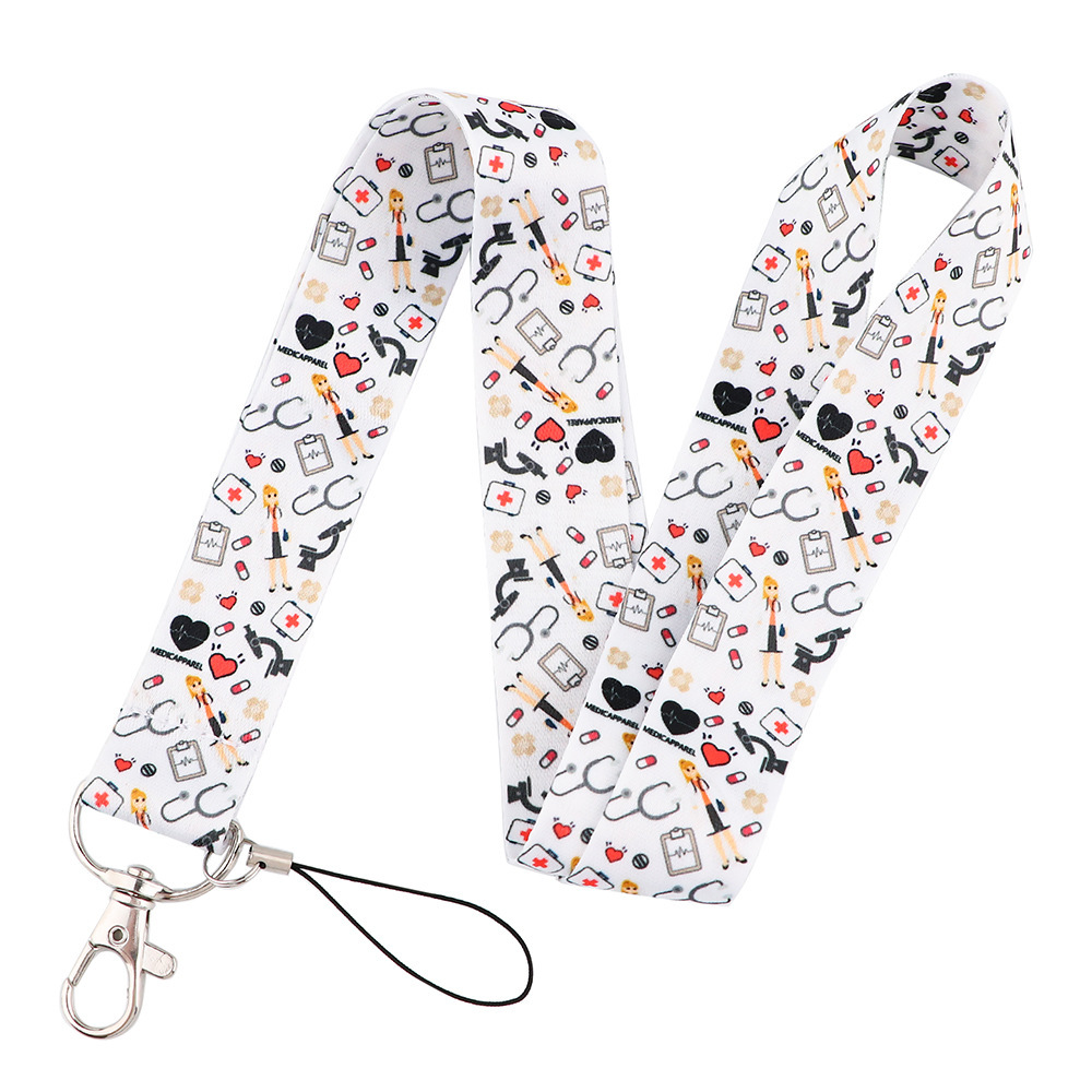 Hot Sale Doctors Nurses Stain Lanyards ID Card Hanging Neck Lanyard Wholesale Custom Logo Virus Design Lanyards Accessories Gift Image 3