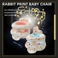 Canapé gonflable doux imprimé lapin 0-36 mois siège de sol pour enfant en bas âge musique chaise de soutien du dos pour enfant confortable bébé assis