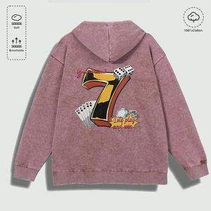 Sweat à capuche 100% coton lavé avec graphisme « Yourbrand Casino 7 Let Play Win », plusieurs couleurs - Product Image 1