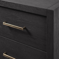 Table de chevet en chêne noir anthracite, table de chevet moderne à 2 tiroirs, armoire de style Arhaus architectural pour villa de luxe