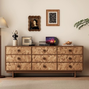 Buffet d'appoint vintage en contreplaqué avec placage de bois technique de qualité supérieure, meuble de rangement pour salon et chambre - Product Image 1