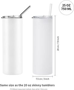 Gobelets en acier inoxydable droits de 20 oz en gros, gobelets minces de 20 oz pour sublimation avec paille, pour la sublimation - Product Image 2