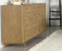 Commode rectangulaire moderne en chêne massif à 6 tiroirs avec panneau MDF pour rangement de chambre