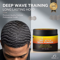 Pommade Coiffante Homme Effet Vague 360 Fixation Forte, Cire Coiffante Ondulations Profondes, Huile Coiffante Bio à Base d'Eau, Marque Privée, 4oz